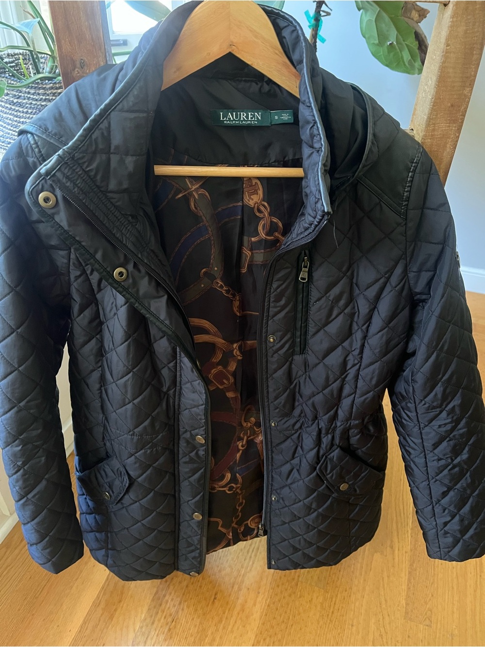 Ralph Lauren Black Quilted Jacket with Patterned Lining